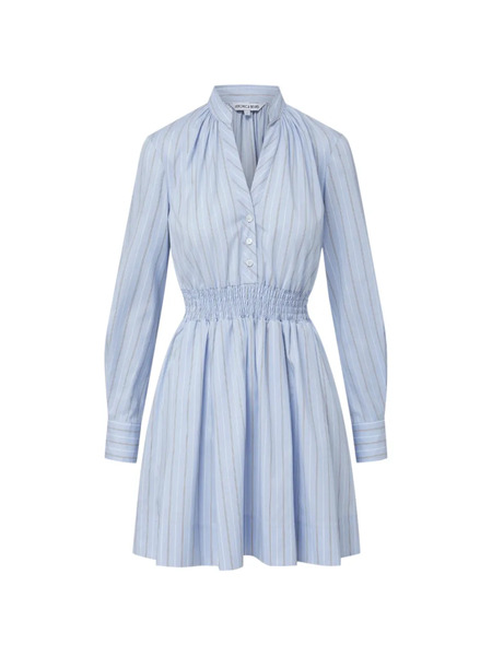  Veronica Beard Schor Striped Button Mini Dress - Blue 