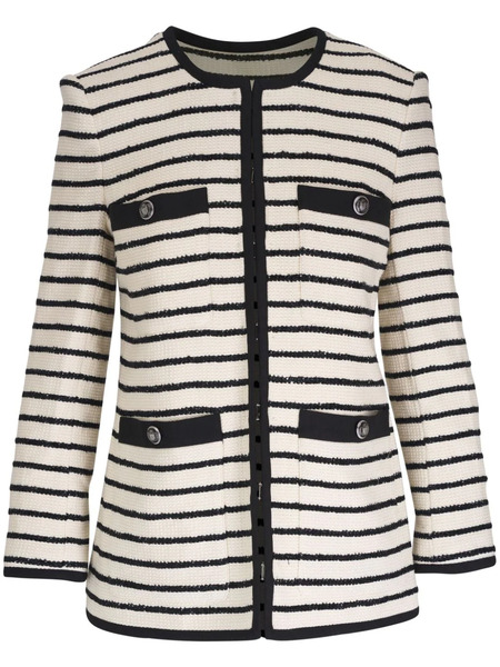  Veronica Beard Striped Collarless Blazer - White 