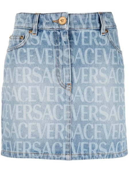  Versace Versace Allover Denim Miniskirt - Blue 