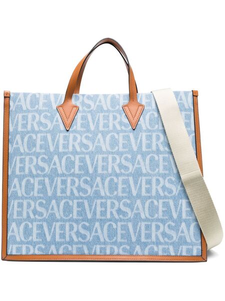  Versace Versace Allover Denim Tote Bag - Blue 