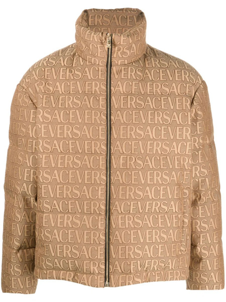  Versace Versace Allover Logo-print Puffer Jacket - Neutrals 