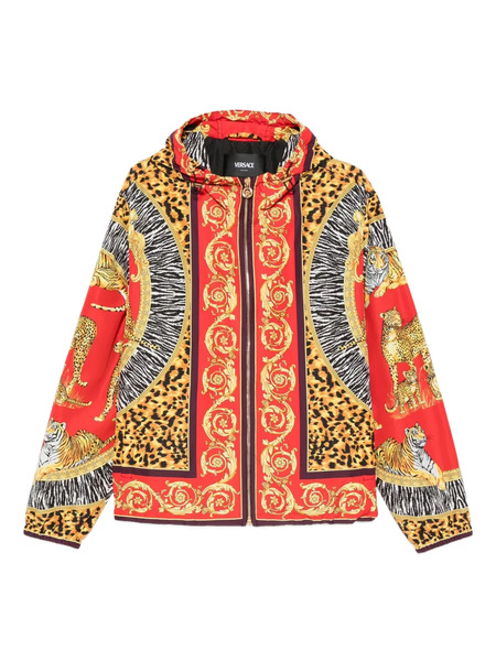  Versace Animalier Zip-up Hooded Jacket - Red 