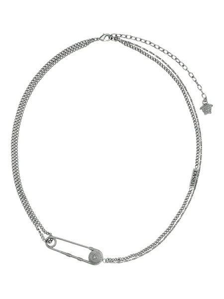  Versace Bar-pin Embellished Necklace - Silver 