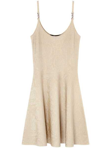  Versace Barocco Jacquard Flared Mini Dress - Neutrals 