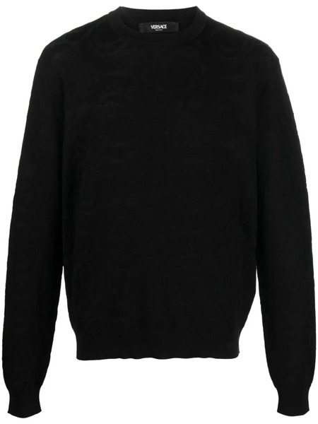  Versace Barocco-motif Textured Jumper - Black 
