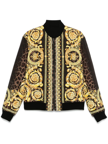  Versace Barocco-print Bomber Jacket - Black 