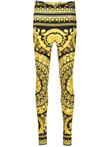  Versace Barocco-print Leggings - Yellow 