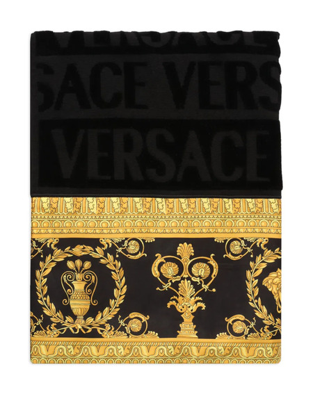  Versace Barocco-print Towel - Black 