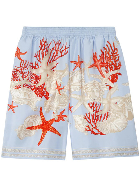  Versace Barocco Sea Silk Shorts - Blue 