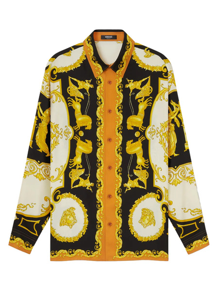  Versace Baroque-patterned Silk Shirt - Black 