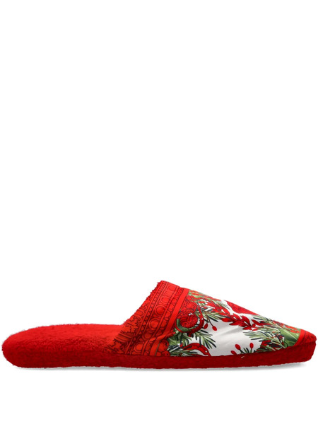  Versace Baroque-print Slippers - Red 