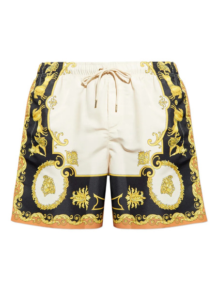  Versace Baroque-print Swim Shorts - Neutrals 