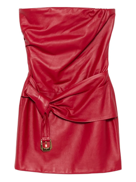  Versace Belted Strapless Mini Dress - Red 