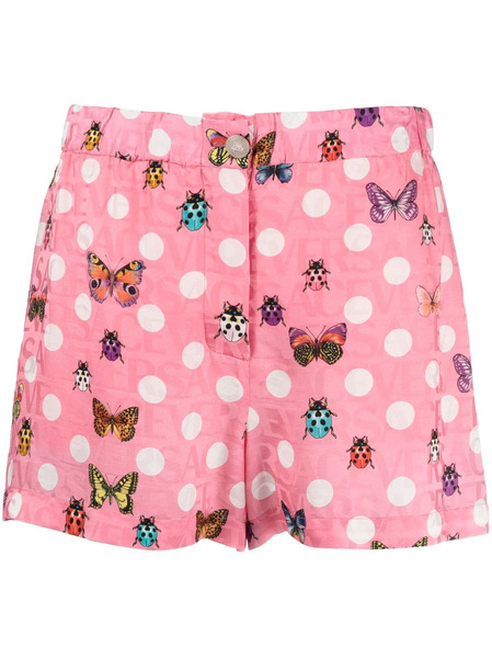  Versace Butterflies-print Silk-blend Shorts - Pink 