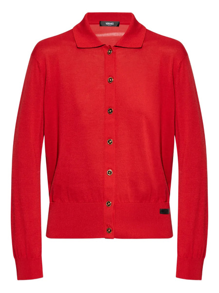  Versace Buttoned Collar Cardigan - Red 