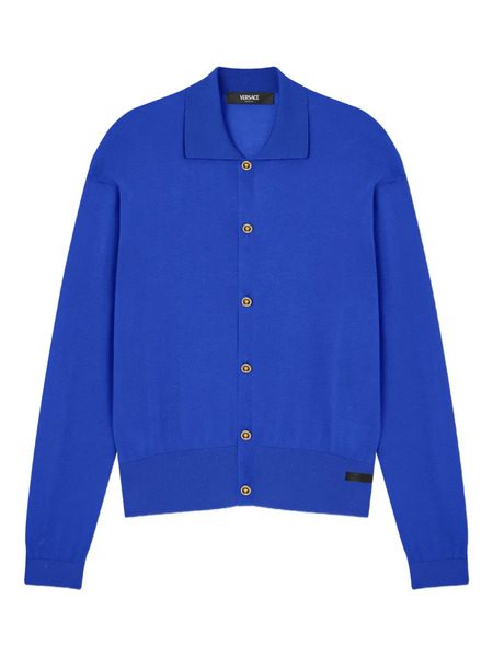  Versace Buttoned Collared Cardigan - Blue 