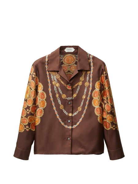  Versace Chain Print Buttoned Shirt - Brown 