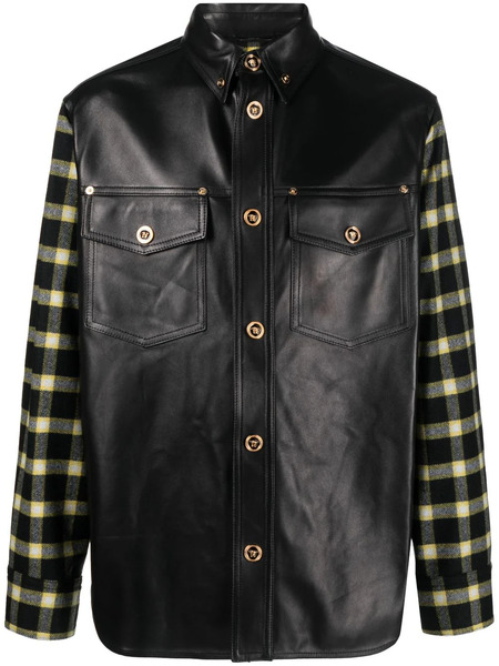  Versace Checked-panel Shirt Jacket - Black 