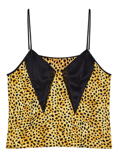  Versace Cheetah-print Silk Top - Yellow 