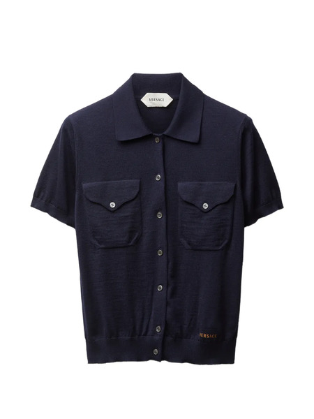  Versace Chest-pocket Buttoned Cardigan - Blue 