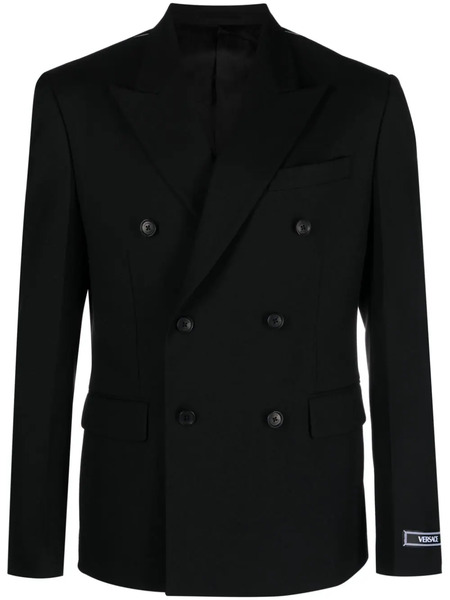  Versace Double-breasted Virgin Wool Blazer - Black 