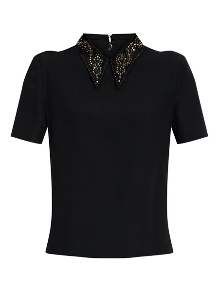  Versace Embellished-collar Short-sleeve Blouse - Black 
