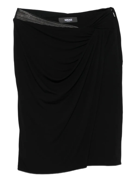  Versace Embellished Draped Skirt - Black 
