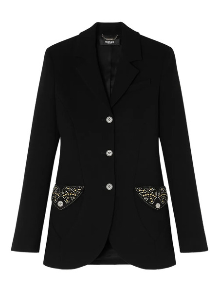  Versace Embellished Pocket Wool Jacket - Black 