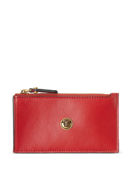  Versace Emblème Leather Zip Card Holder - Red 
