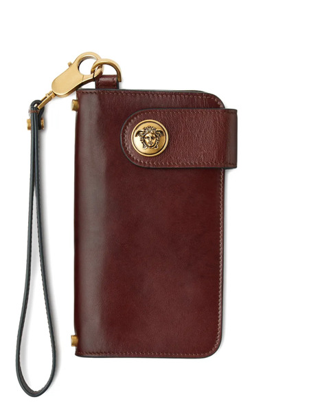  Versace Emblème Long Leather Wallet - Brown 