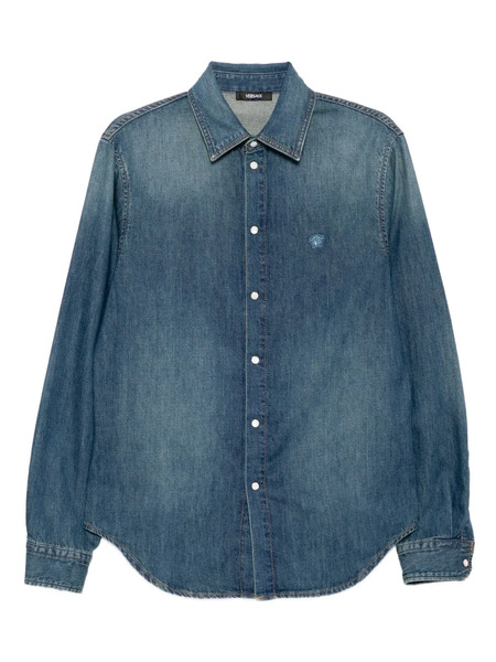  Versace Embroidered-logo Shirt - Blue 