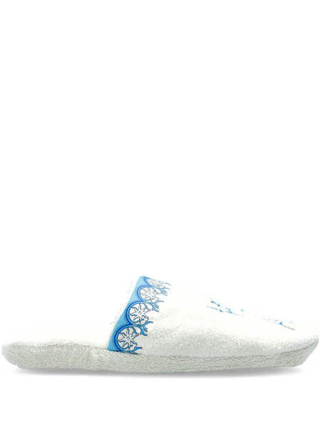  Versace Embroidered Slippers - White 