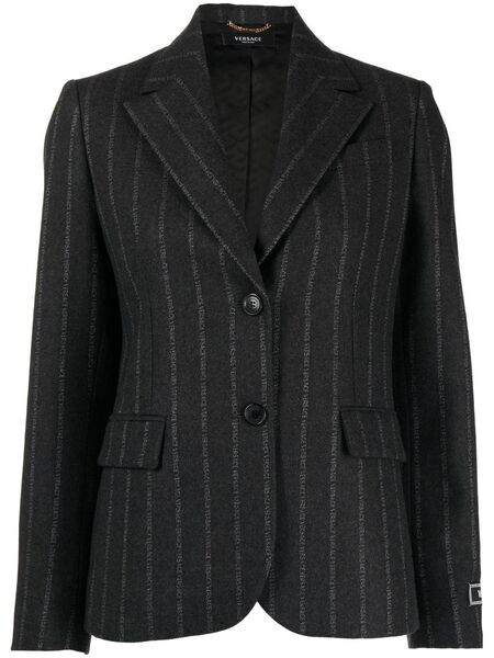  Versace Ges Logo-pinstripe Blazer - Black 