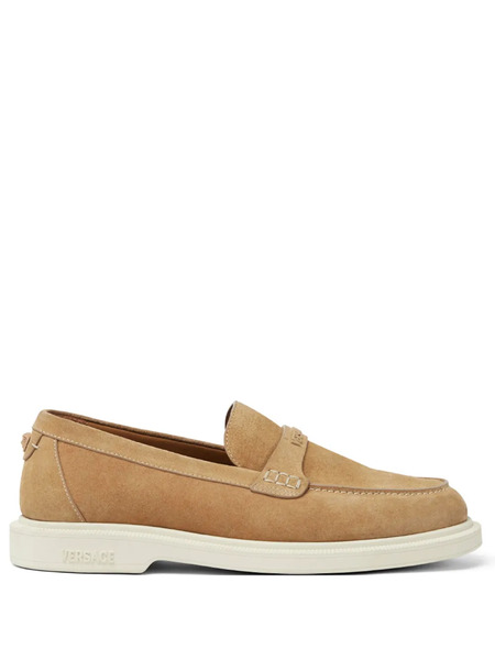  Versace Giuliano Suede Loafers - Neutrals 