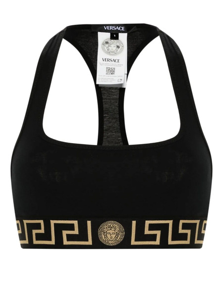  Versace Greca Border Triangle Bra - Black 