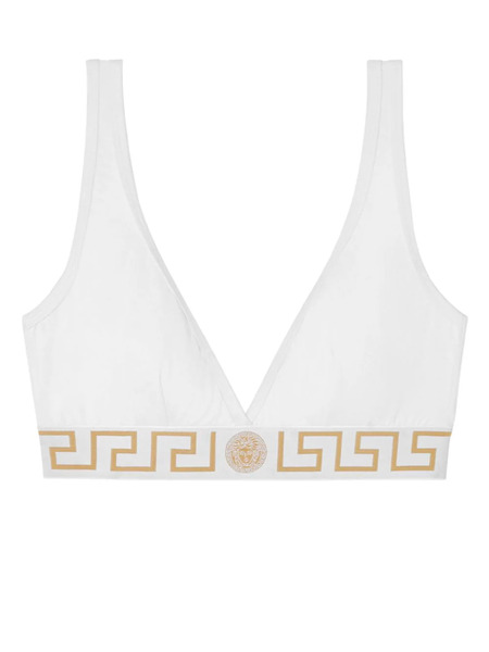  Versace Greca Border Triangle Bra - White 