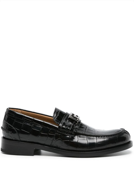  Versace Greca Crocodile-effect Loafers - Black 