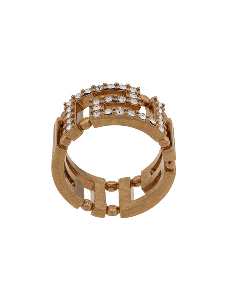  Versace Greca Crystal Ring - Gold 