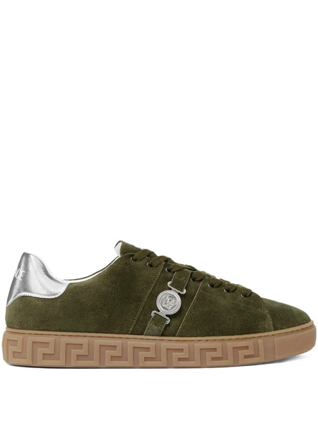  Versace Greca-embellished Suede Sneakers - Green 