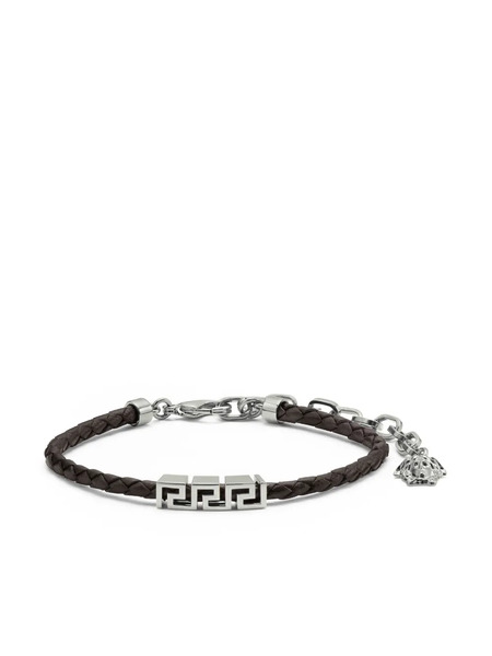  Versace Greca Leather Bracelet - Silver 