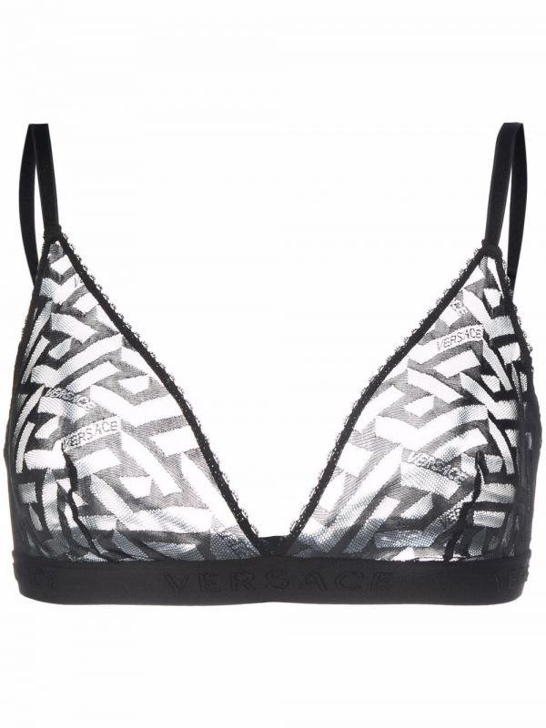  Versace Greca Signature Tulle Bralette - Black 