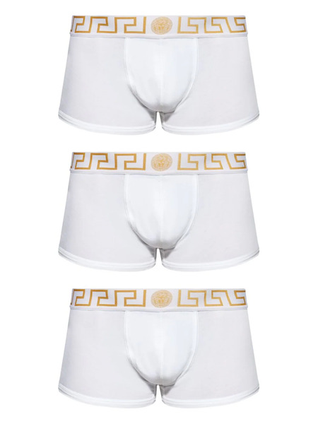  Versace Greca Stretch-cotton Boxers (pack Of Three) - White 