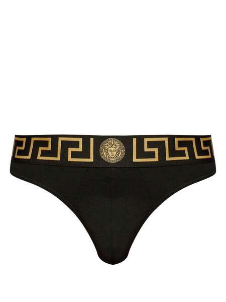  Versace Greca Stretch-cotton Briefs - Black 