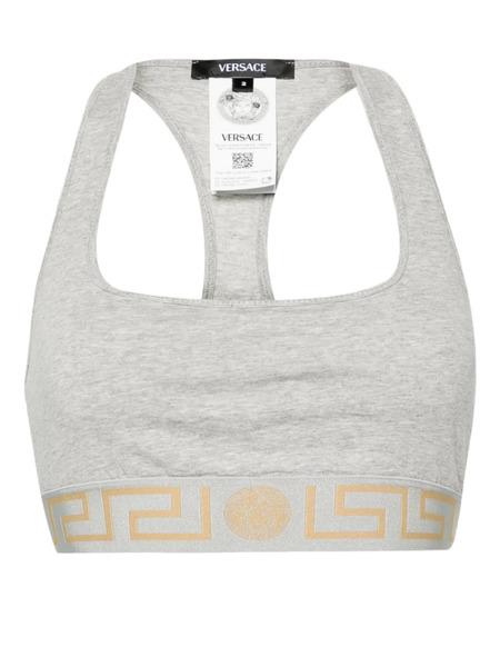 Versace Greca-underband Racerback Bralette - Grey 