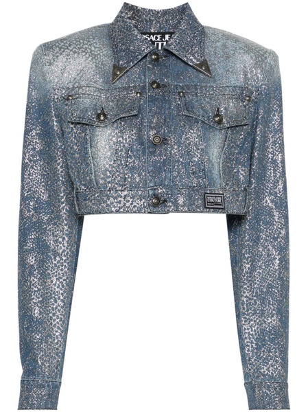  Versace Jeans Couture Animalier Cropped Denim Jacket - Blue 