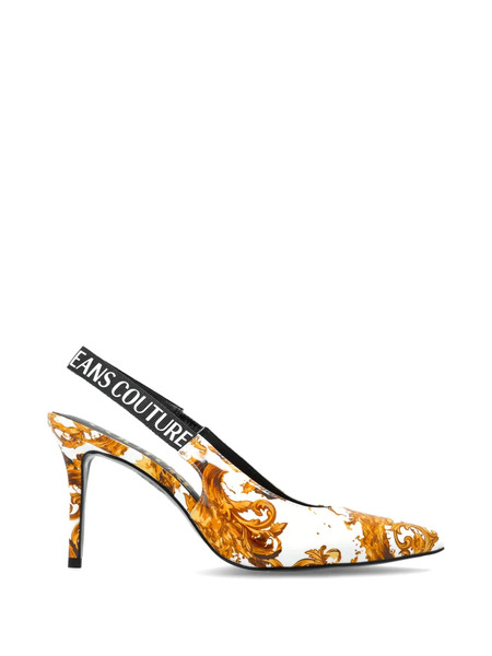  Versace Jeans Couture Barocco-print Slingback Pumps - White 