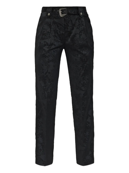 Versace Jeans Couture Damask-pattern Belted Trousers - Black 