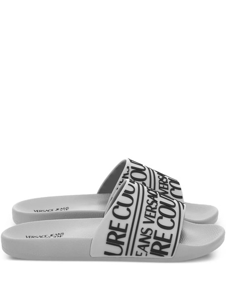  Versace Jeans Couture Rubberised-logo Slides - White 