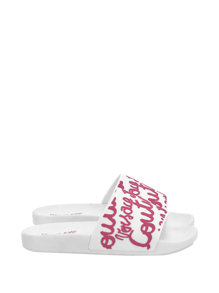  Versace Jeans Couture Rubberized-logo Slides - White 