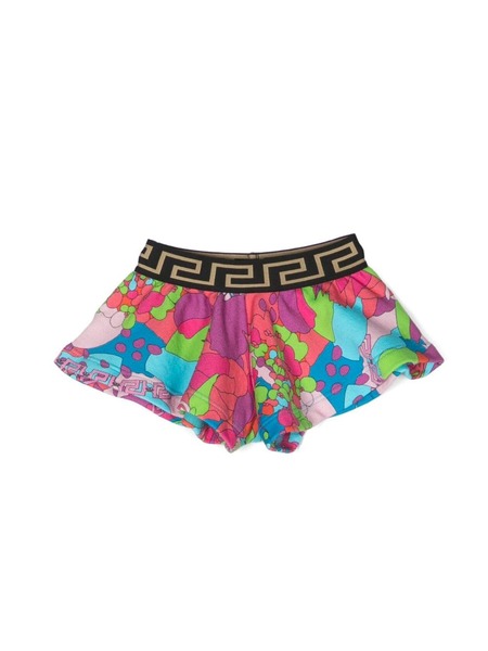  Versace Kids Abstract-pattern Elasticated Shorts - Blue 